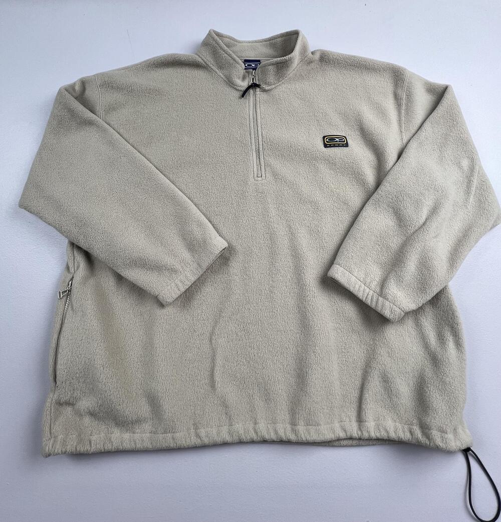 Op Sport Sweatshirt Mens 2XL Beige 1/4 Zip Fleece Mock Neck Logo Pullover
